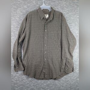 VINTAGE Viyella Shirt Mens XL Brown Gingham Plaid Button Up Wool Blend USA Made